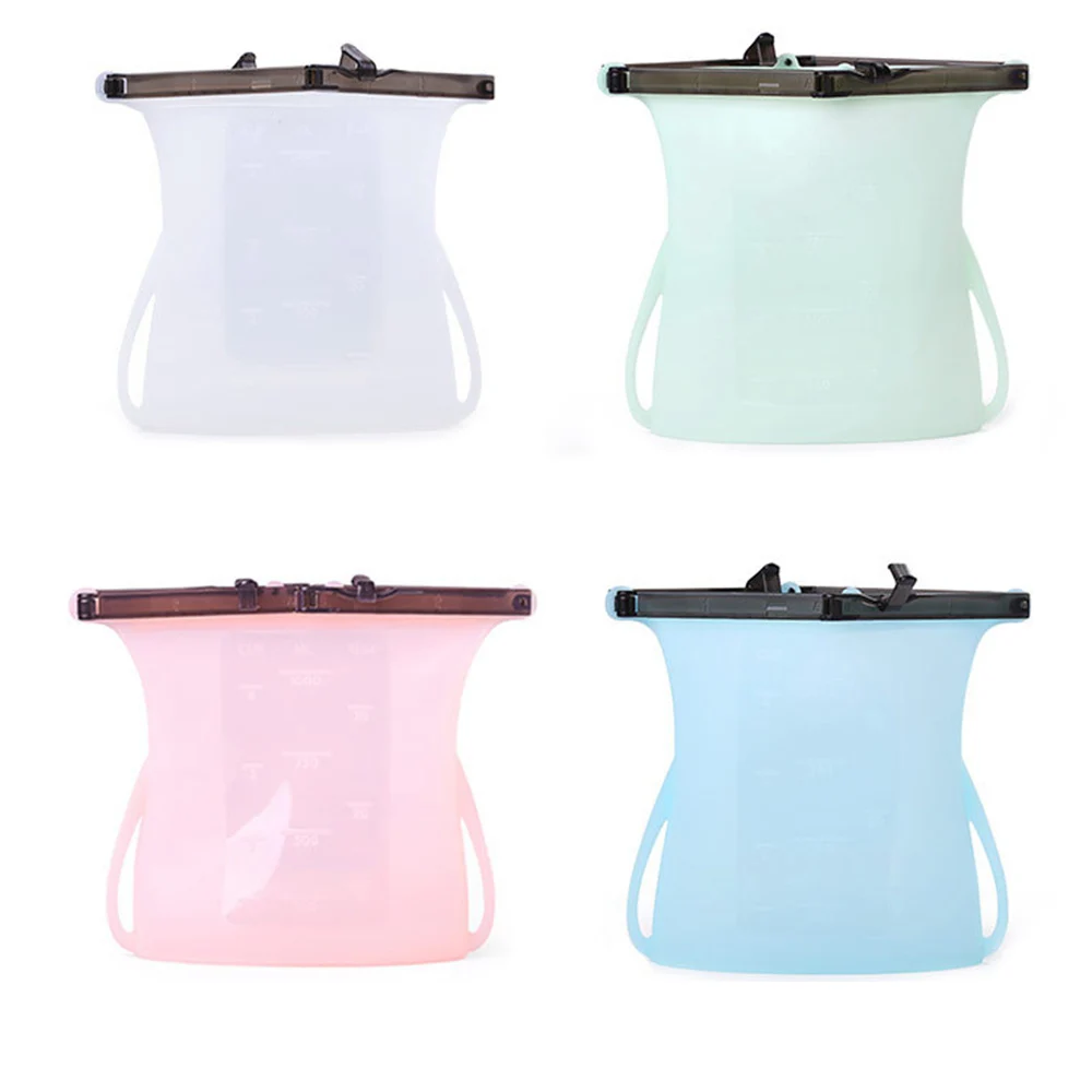 

Reusable Silicone Food Storage Bag Silicone Food Storage Bag Stand Up Leakproof Sandwich bags Dishwasher Sealing clips for Soup