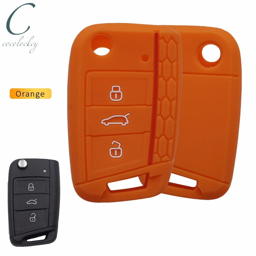 Cocolockey силиконовый чехол для ключа vw golf 7 mk7 skoda seat smart keyless 3 кнопки дистанционный