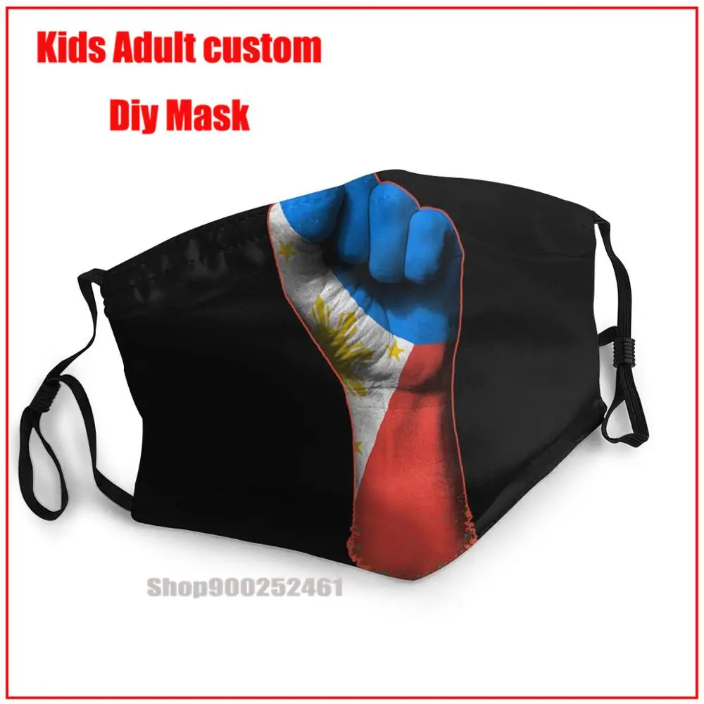 

Flag Of Philippines On A Raised Clenched Fist DIY mascarillas de tela face mask washable mouth mask cotton face mask designer