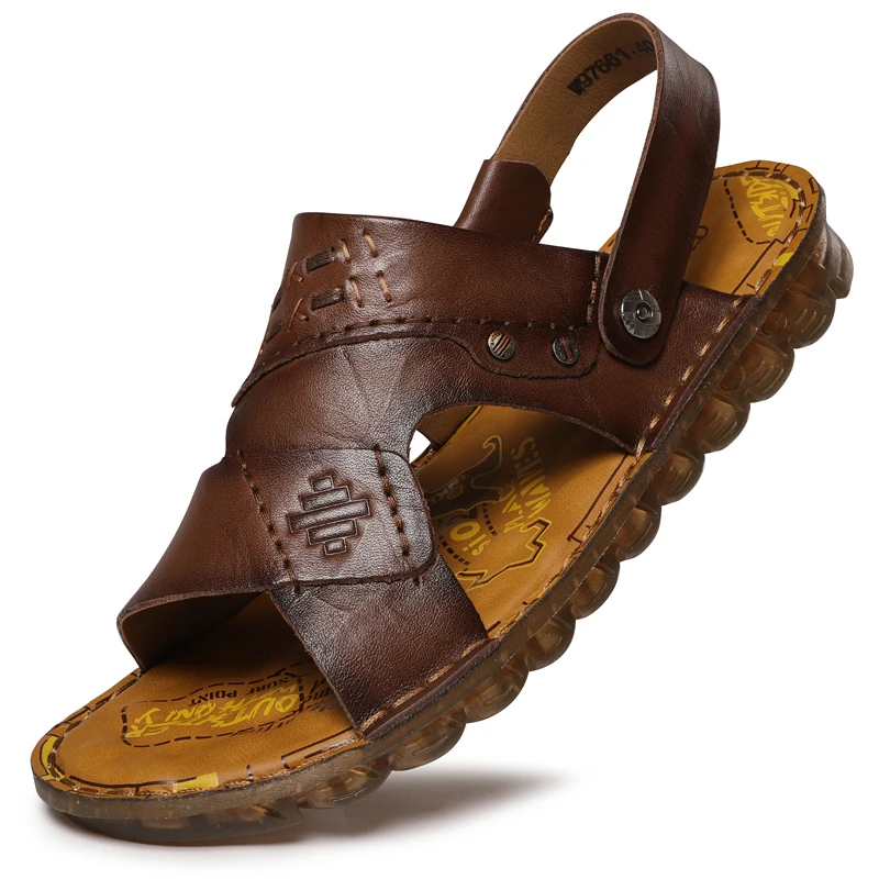 Мужские кожаные сандалии Летняя обувь из натуральной кожи Дышащие повседневные