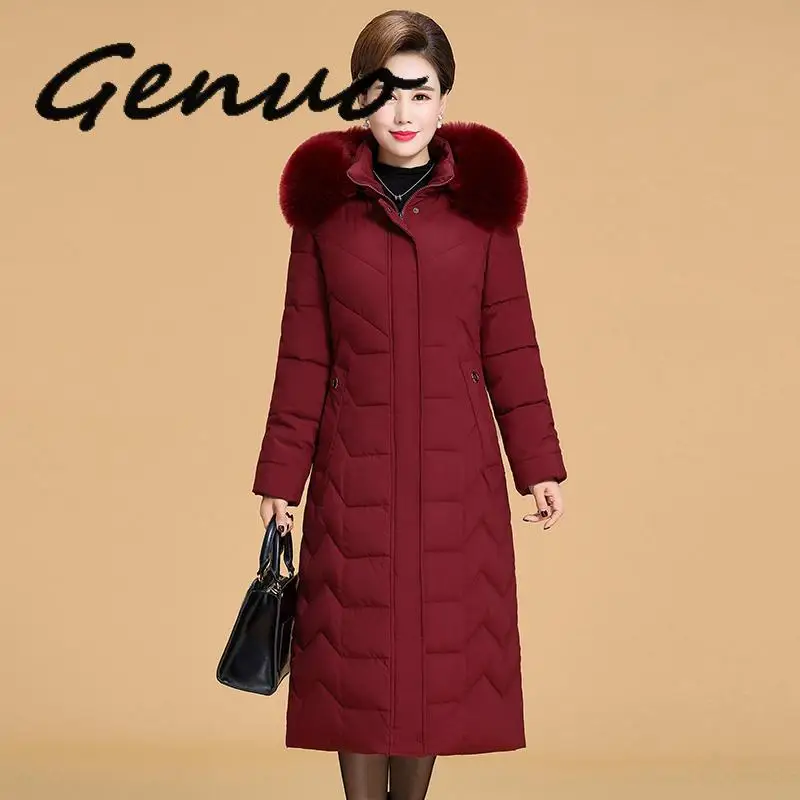 2019 Warm Winter Jacket Women Plus Size 5XL 6XL Womens Long Parkas Hooded Fur Collar Slim Women's Down Cotton Coat | Женская одежда