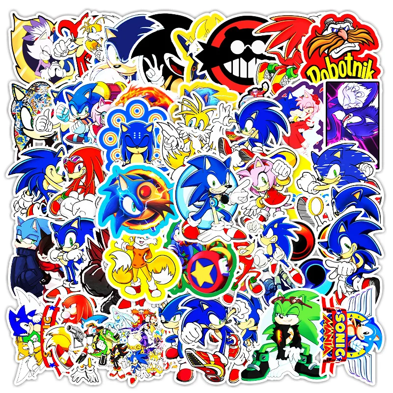 

51PCS Cartoon Sonic Hedgehog Anime Graffiti Stickers Decorative Skateboard Phone Suitcase Guitar Toy Sticker Kid Christma Gift