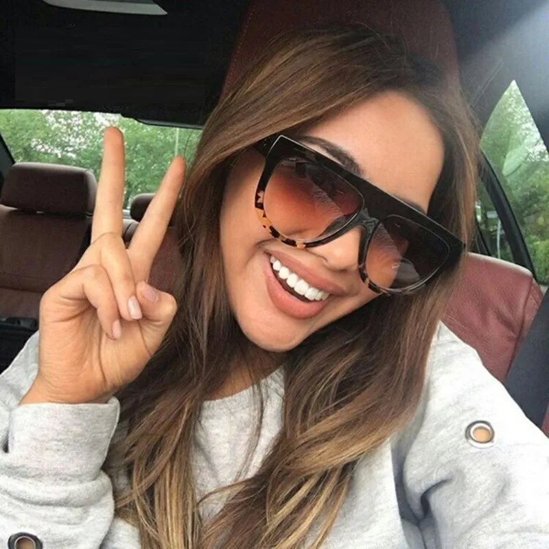 2021 брендовые дизайнерские солнцезащитные очки с плоским верхом для женщин и