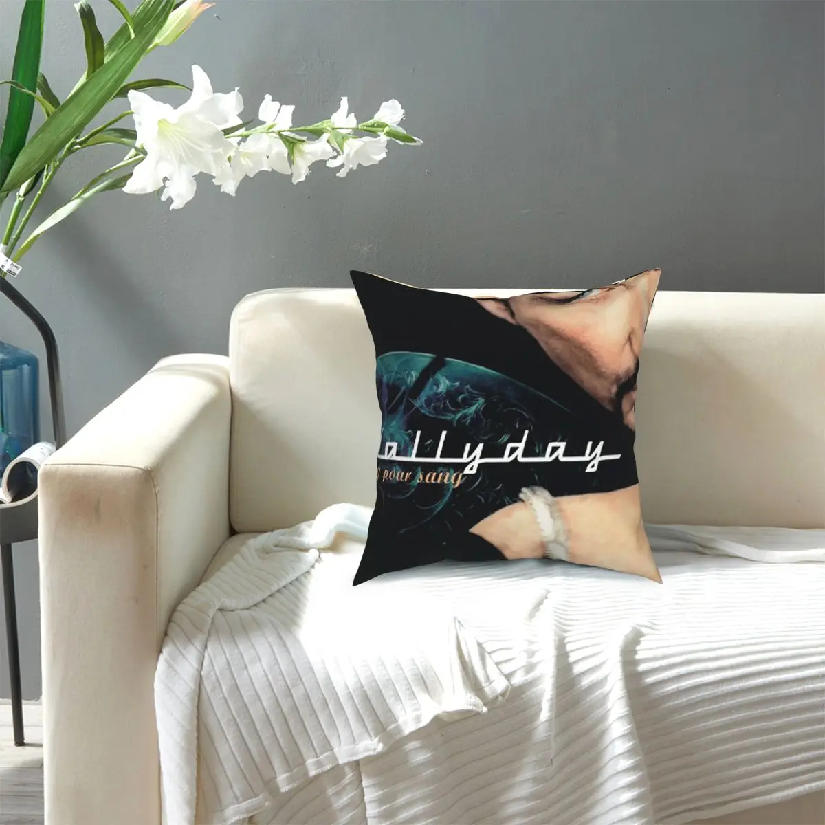 

French Rock Star JOHNNY HALLYDAY (8) Square Pillow Case Cushions for Sofa Creative Cushion Covers