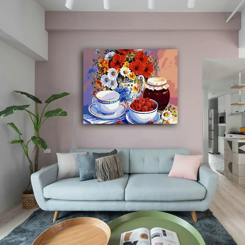 Diy разрисовка по цифровым фотографиям масляная краска красочная цветочная