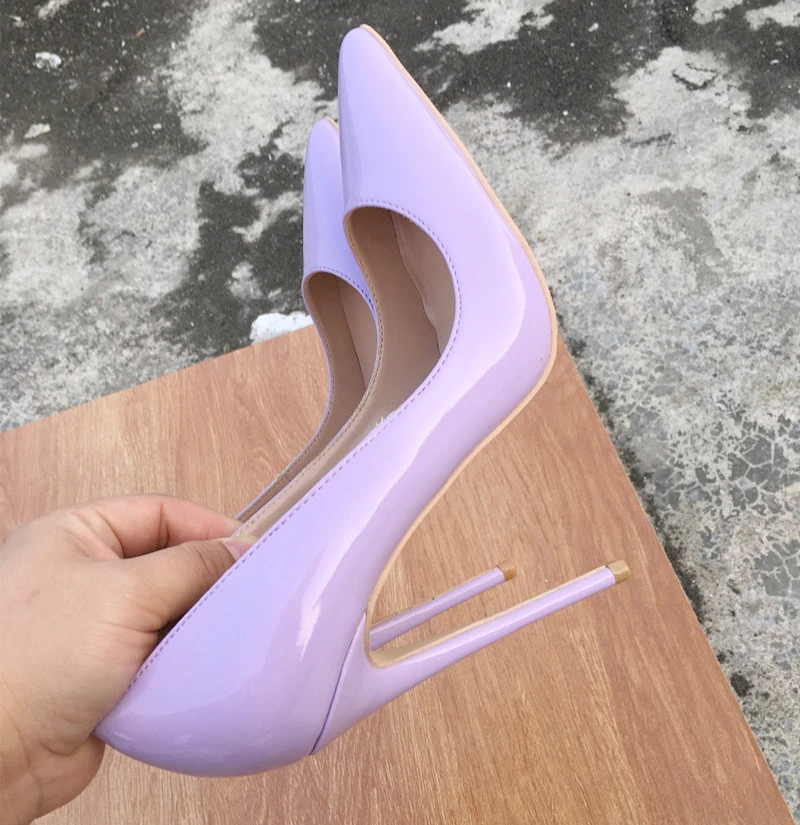 

Fashion Purple Leather Woman Pumps Thin High Heel Female Slip On Pointed Toe Stiletto Sexy Party Shoes