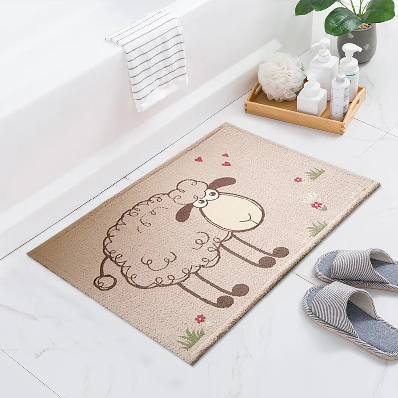 

Cute and Cute Sheep-shaped Cartoon Doormat Wholesale Household Bathroom Kitchen Absorbent Non-slip Floor Mat Toilet Floor Mat