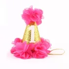 Одежда с цветочным рисунком для конуса вечерние Корона Шапки Infant Bebe, декорированные цветком 1st шапки ко дню рождения повязки на голову детям в возрасте 1 года, многоярусная юбка вечерние поставки