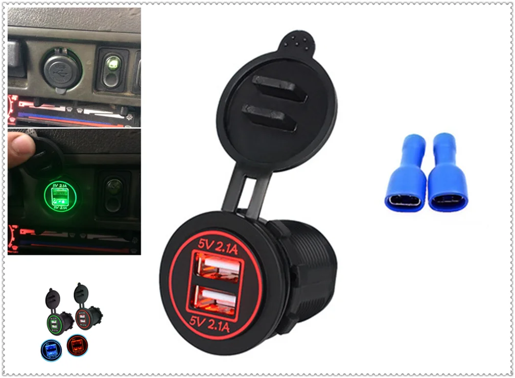 12V 24V Универсальный Автомобиль Мотоцикл 4.2A автомобильное зарядное устройство с