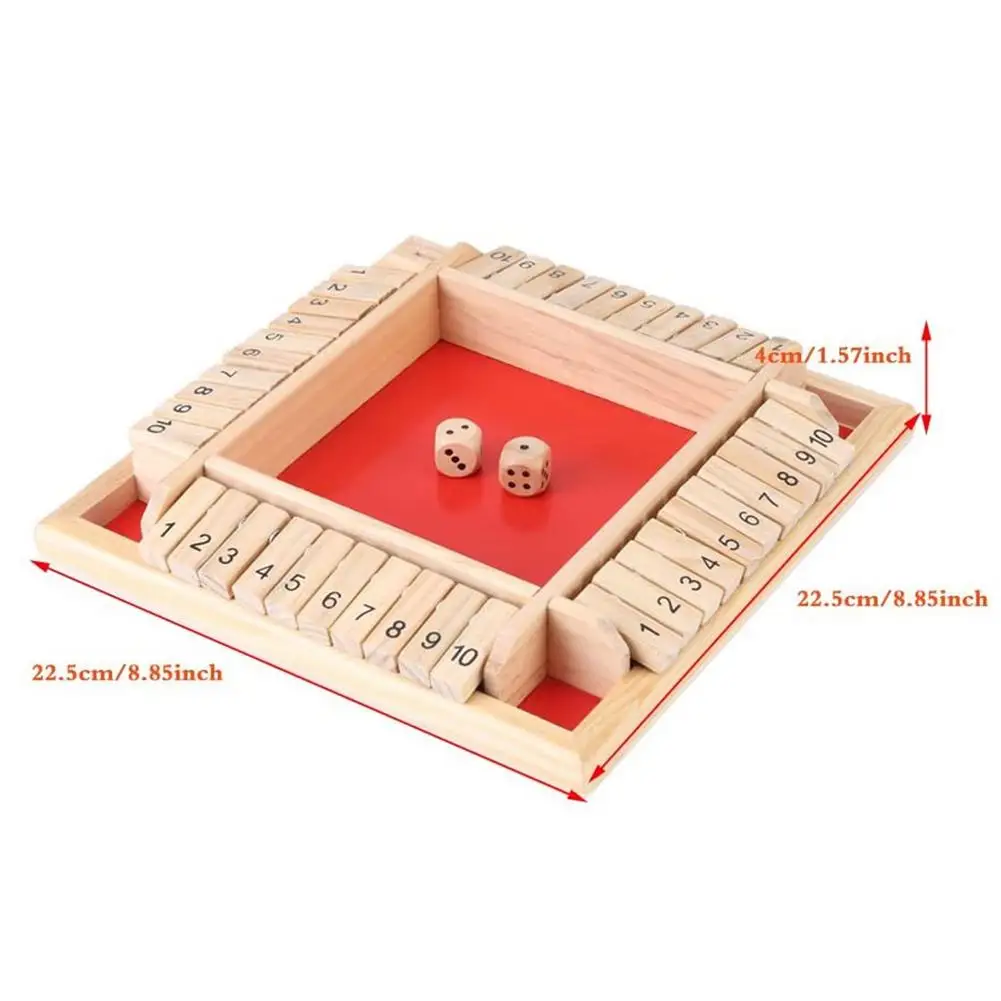 

New Shut The Box Dice Board Game Funny 4 Sided 10 Number Wooden Flaps Dice Party Club Drinking Games Toys For Adults Families