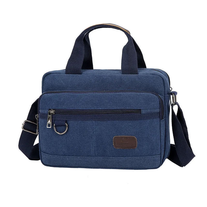 Men Canvas Briefcases Retro Business Office Shoulder Bags Work Crossbody Bag For Men's Large Capacity Laptop Handbage XA510F