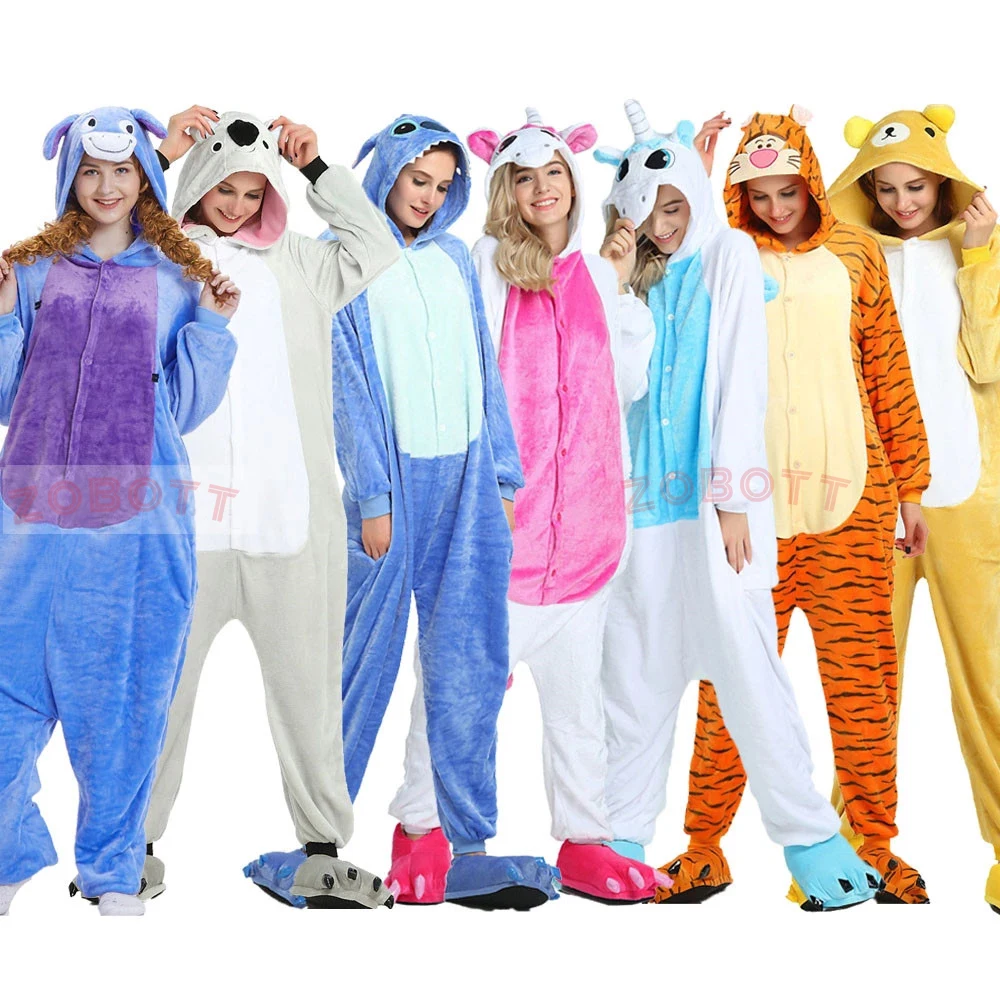 

Adults and Kids Pajamas Flannel Sleepwear Kigurumi Unicorn Panda Tiger Totoro Cartoon Animal Pajamas Sets Pijamas Hooded Pyjamas