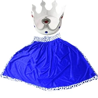 children king costume blue red velvet cloak cape with crown outfit set for kids halloween prince cosplay party outfit set