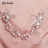 efily silver color pearl crystal wedding hair comb rhinestone butterfly hair accessories women bridal headpiece bridesmaid gift