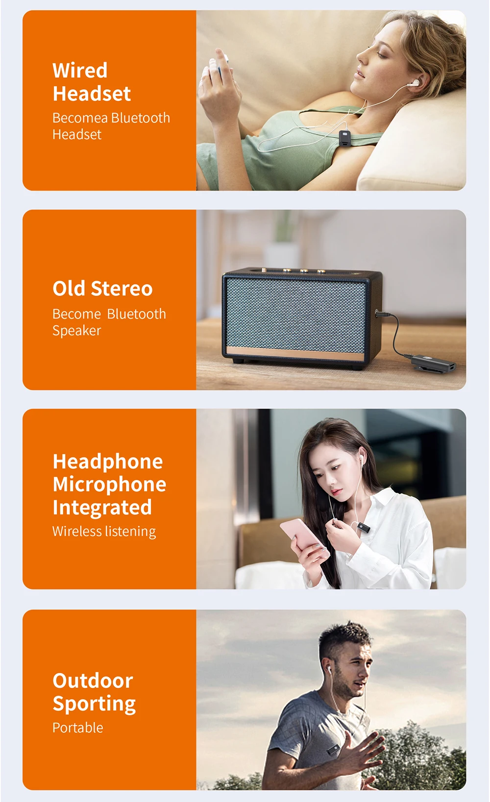 

Portable Bluetooth Receiver 5.0 Wireless Audio Adapter Receptor 3.5mm AUX Jack for Speaker Headphones