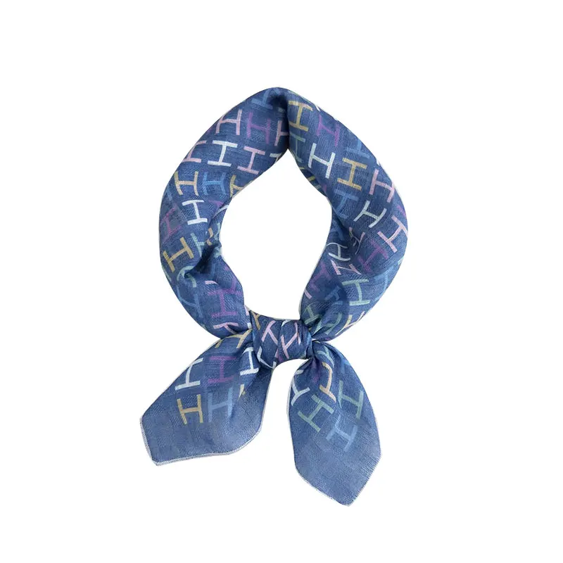 

58*58cm Autumn Cotton Linen Square Scarf Fashion Hip-Hop Head Scarf Small Silk Scarf Colorful Printed Women 1PC