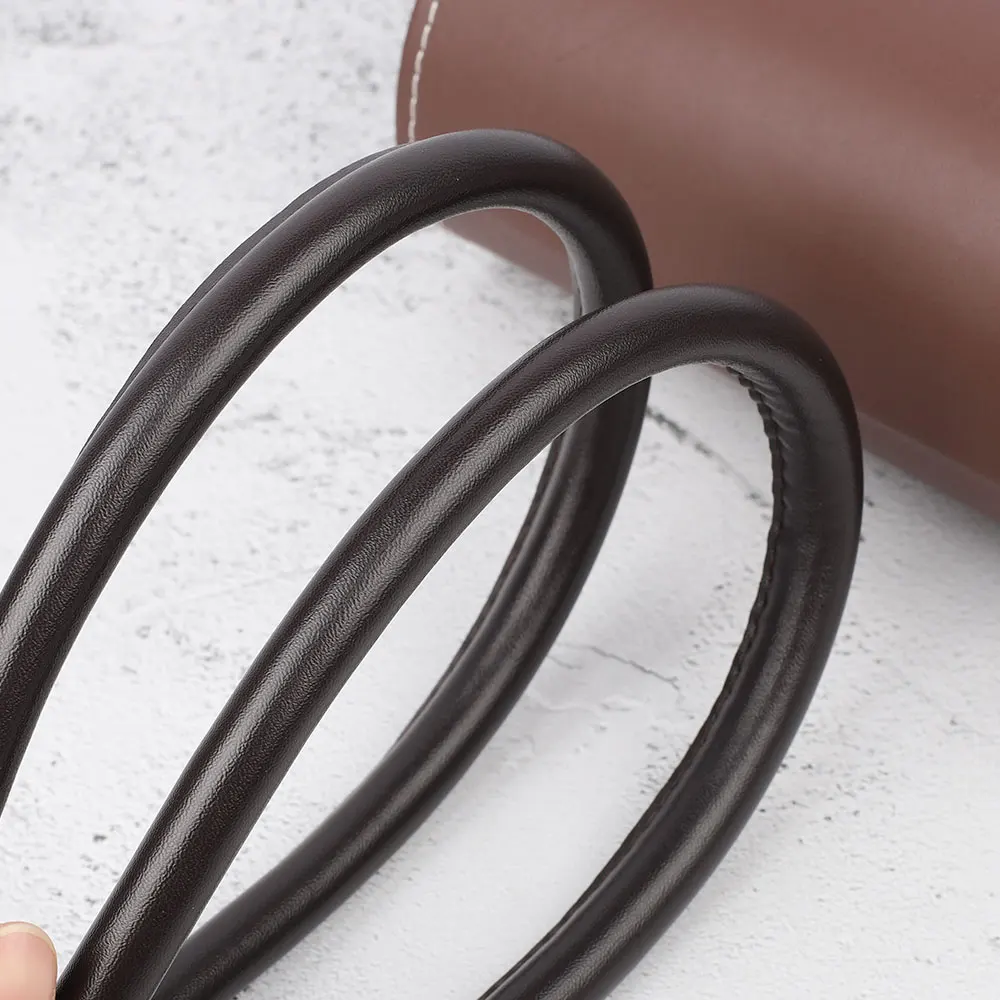 1pair 57cm Handle Bag Straps Genuine Leather Shoulder Bag Handle Belt DIY Replacement Accessories Dark Coffee Handmade Bag Strap