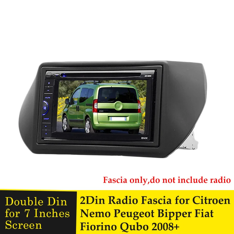 2 Din Radio Fascia for Citroen Nemo Peugeot Bipper Fiat Fiorino Qubo 2008+ GPS Navigation CD DVD Audio Dash Mount Trim Kit Frame