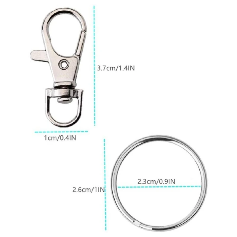 120 Pieces Swivel Clasps Bright Key Rings Metal Lanyard Snap Hooks Lobster Claw for Keychain Crafting | Украшения и аксессуары