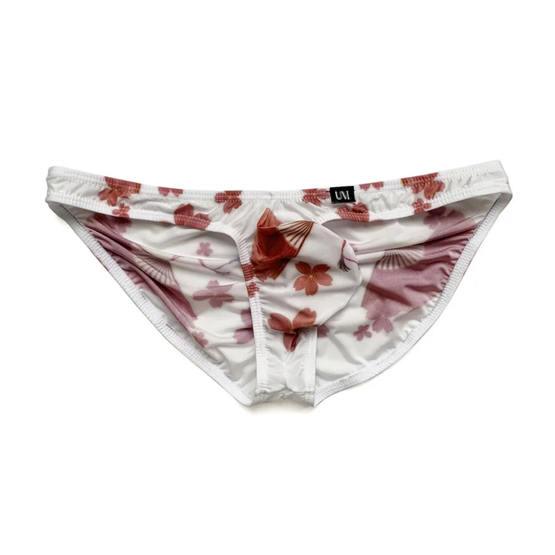 Трусы мужские шелковые с заниженной талией полупрозрачные U-образные |