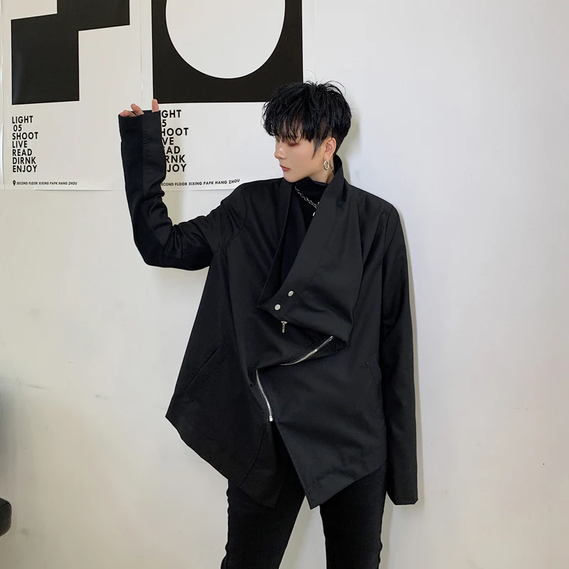 Мужская и женская панк Готическая неровная черная верхняя одежда пальто мужская