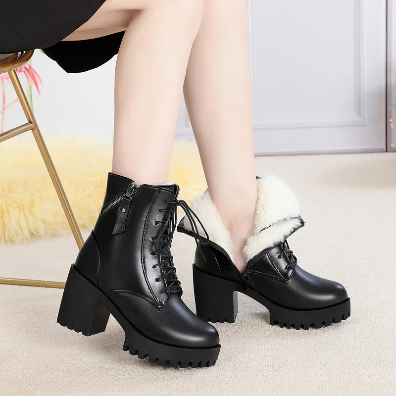 

Women bare boots 2020 new genuine leather women boots natural wool warm women winter naked boots winter women shoe