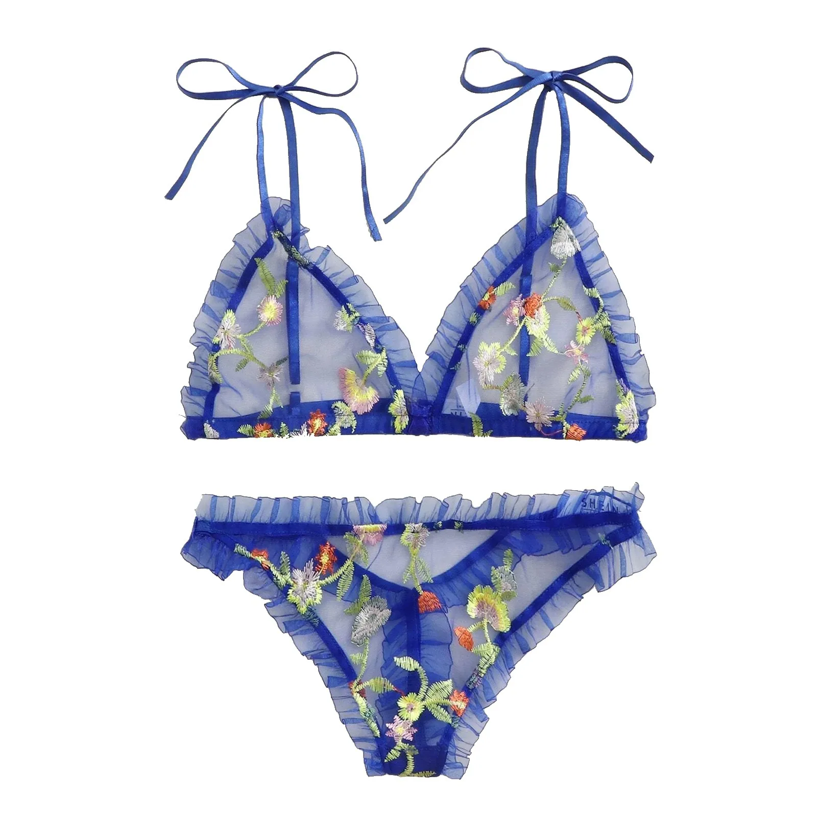 

Lace Embroidery Sexy Lingerie Women Underwear Set New Fashion Perspective Sexy Sensual Lingerie Bowknot Bra Brief Sets Exotic