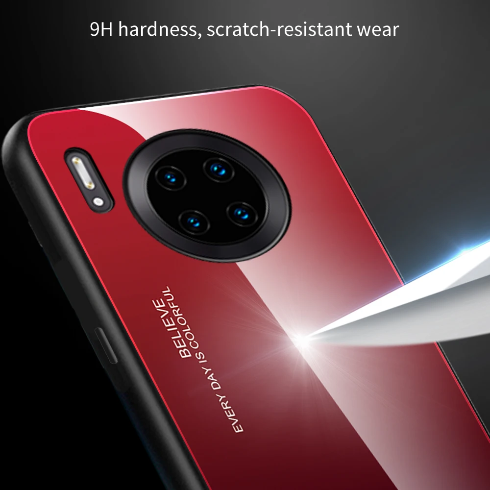 Для huawei mate 30 pro 5G чехол для телефона градиентное закаленное стекло Жесткий Чехол