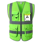 Светоотражающий жилет безопасности с карманом для Мужчин зеленый цвет жилет безопасности с карманами высокая видимость Полоски Молния передняя застежка