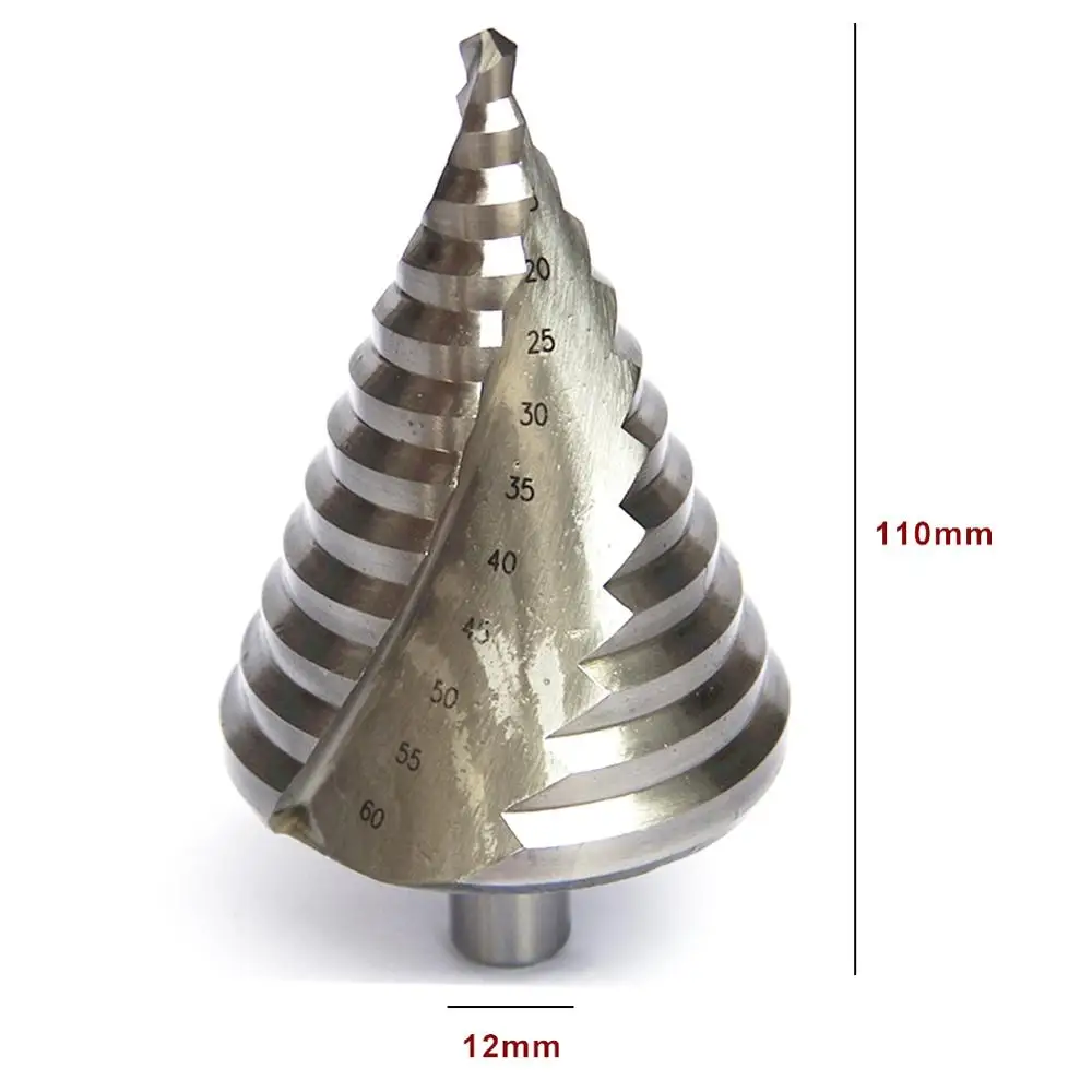 HSS 60mm Steel Metal 110 мм конусное отверстие HSS с титановым покрытием Ступенчатое сверло для бурения электроинструментов HSS 6-60 мм стальной металлический Дырокол - Цвет: HSS 60mm Steel Metal
