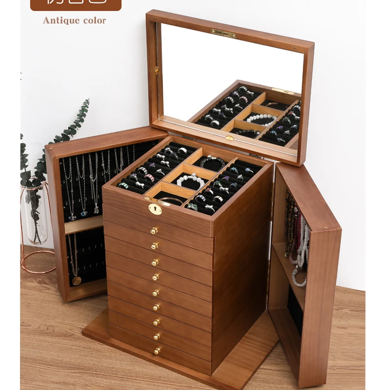 Шкатулка для ювелирных изделий коробка из массива дерева с замком подвешивания