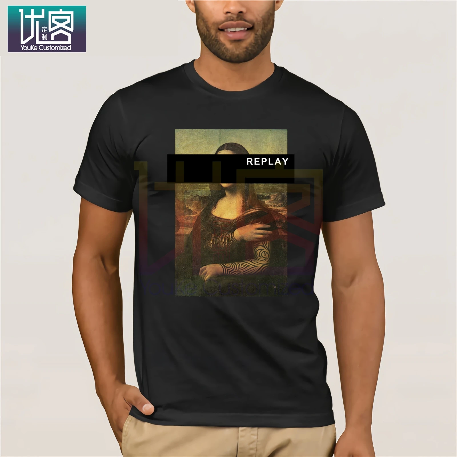 Mona Lisa REPLAY футболка повседневные футболки 100% хлопок одежда Забавные хлопковые
