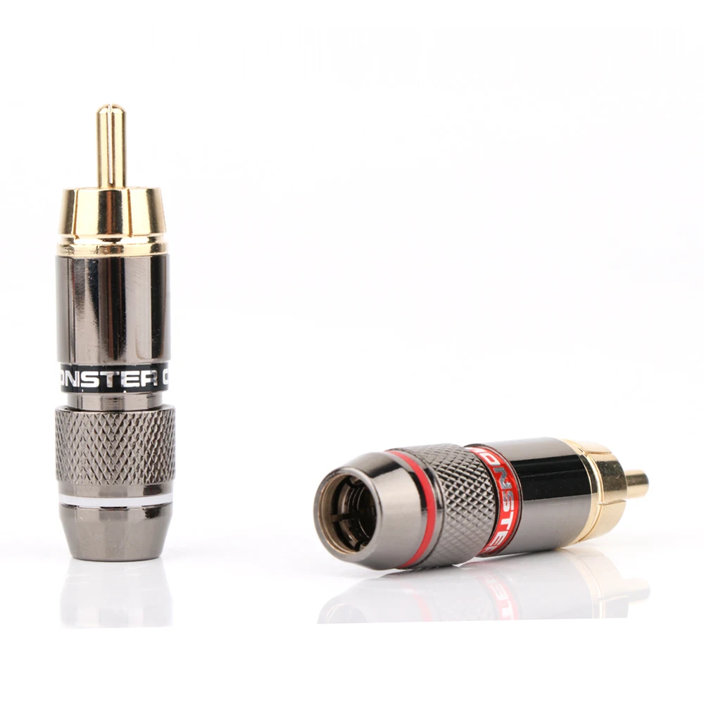 Hifi 8 шт RCA штекер позолоченный 6 мм Мужской Двойной самоблокирующийся Лотос