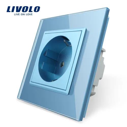 16A EU socket Livolo Роскошный настенный сенсорный датчик переключатель, выключатель света, выключатель питания, Хрустальное стекло, розетка питания, многофункциональные розетки, бесплатный выбор - Цвет: 16A EU socket