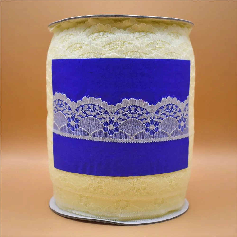 Оптовая продажа 300 ярдов/рулон белая кружевная лента 40 мм ткань с широкой