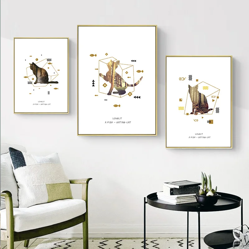 Постеры и принты на заказ с изображением кошки настенная Картина холсте