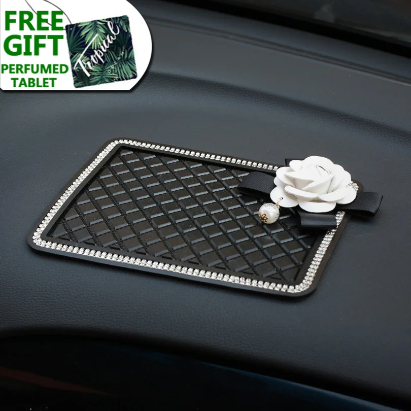 

Crystal Car Anti-Slip Mat Flower Diamond Non Slip Pad For Phone Sunglasses Holder Sticky Pad Car Interior Decor Accessories