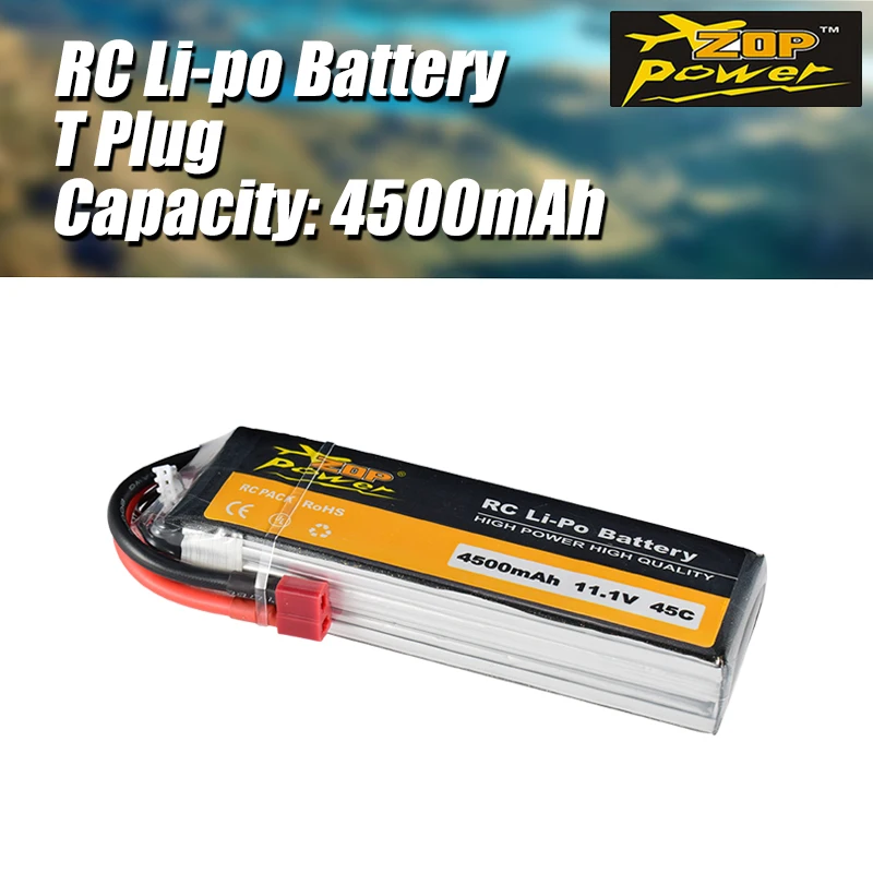 ZOP Power 11 1 В 45C 4500 мАч 3S литий полимерный аккумулятор T образный Перезаряжаемый для