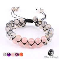 women natural stone bracelet double layer braided 8mm pink quartz purple crystal beads bracelets 2020 fashion jewelry gifts