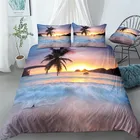 Комплект постельного белья для песчаного пляжа, односпальный, односпальный, двуспальный, большой размер, Приморская кровать с кокосовым деревом, Солнцезащитный комплект, для детской спальни, накидка на дубу 02