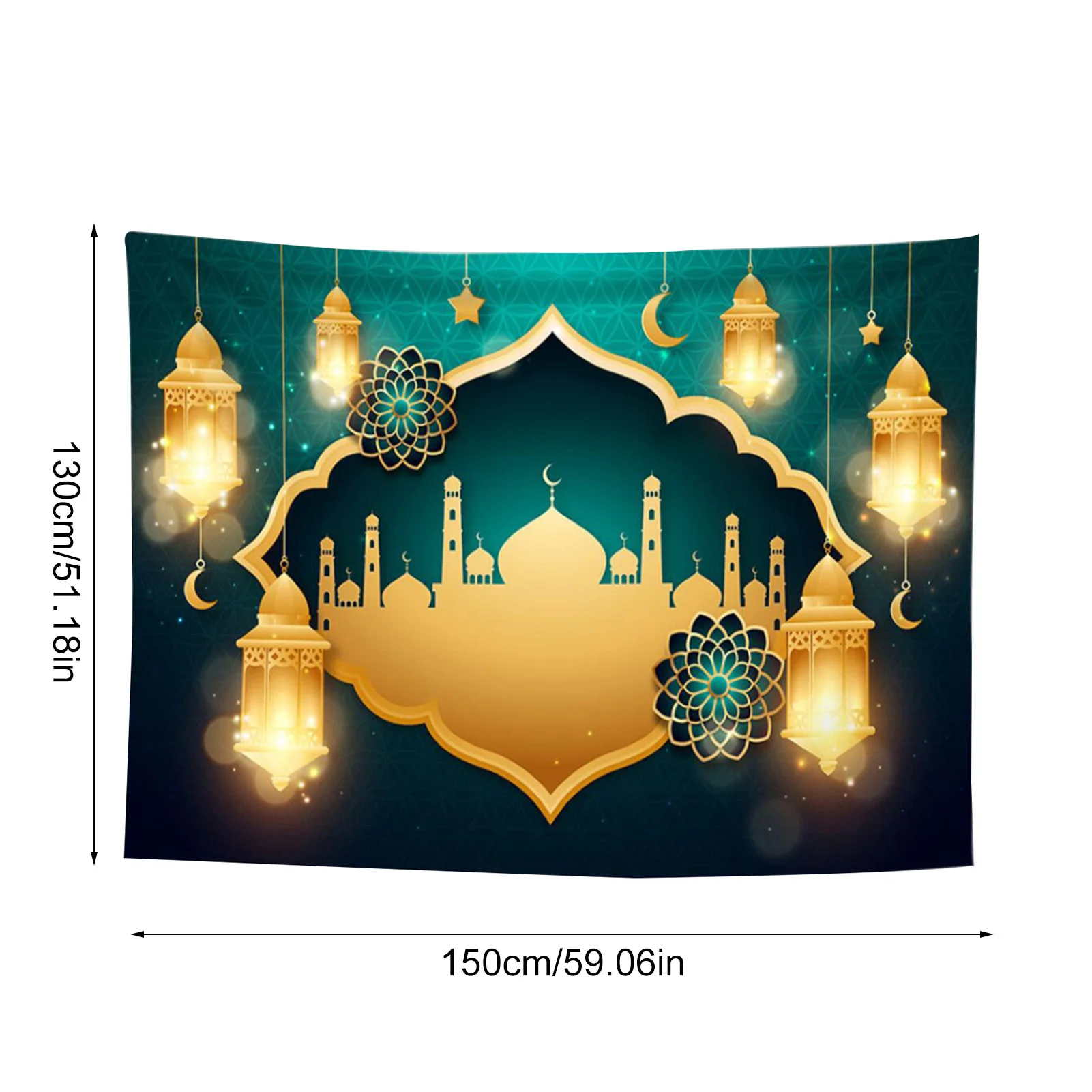 

130*150CM Wall Mount Home Decor Mubarak Decoration Ramadan Moon Tapestry Square Tapestry Ramadan Kareem Eid Mubarak Decor