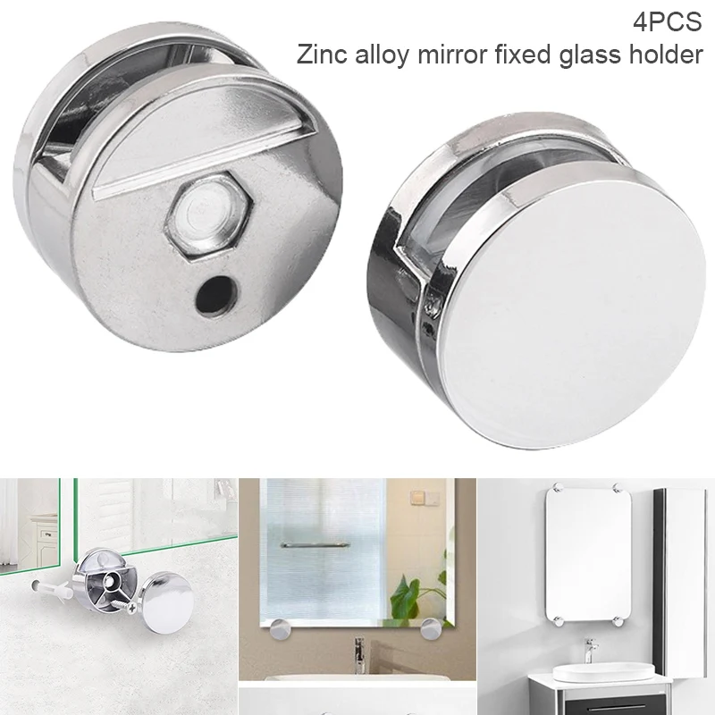 

4Pcs Glass Clamp Bathroom Mirror Clips Zinc Alloy Glass Clip Shelf Support Brackets Holder lpfk Glass Clamps Door Hardware Home