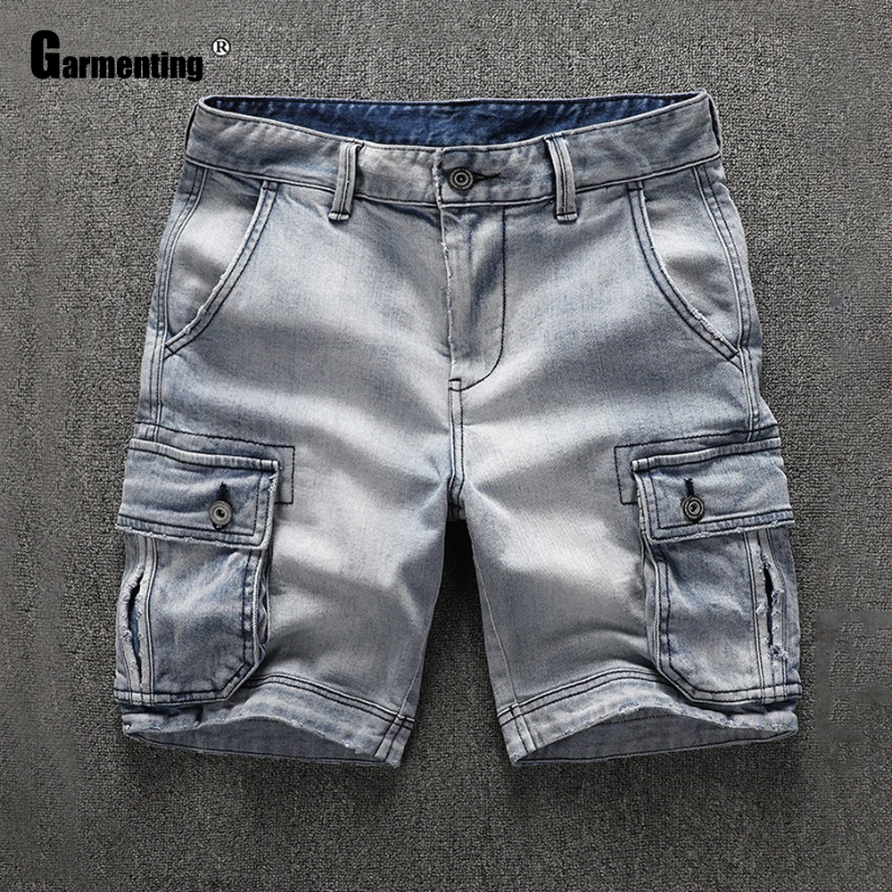 Sexy Men Jeans Demin Shorts Western 2021 Summer New Patchwork Shorts Male Casual Multi-pockets Half Pants Demin Mens Clothing