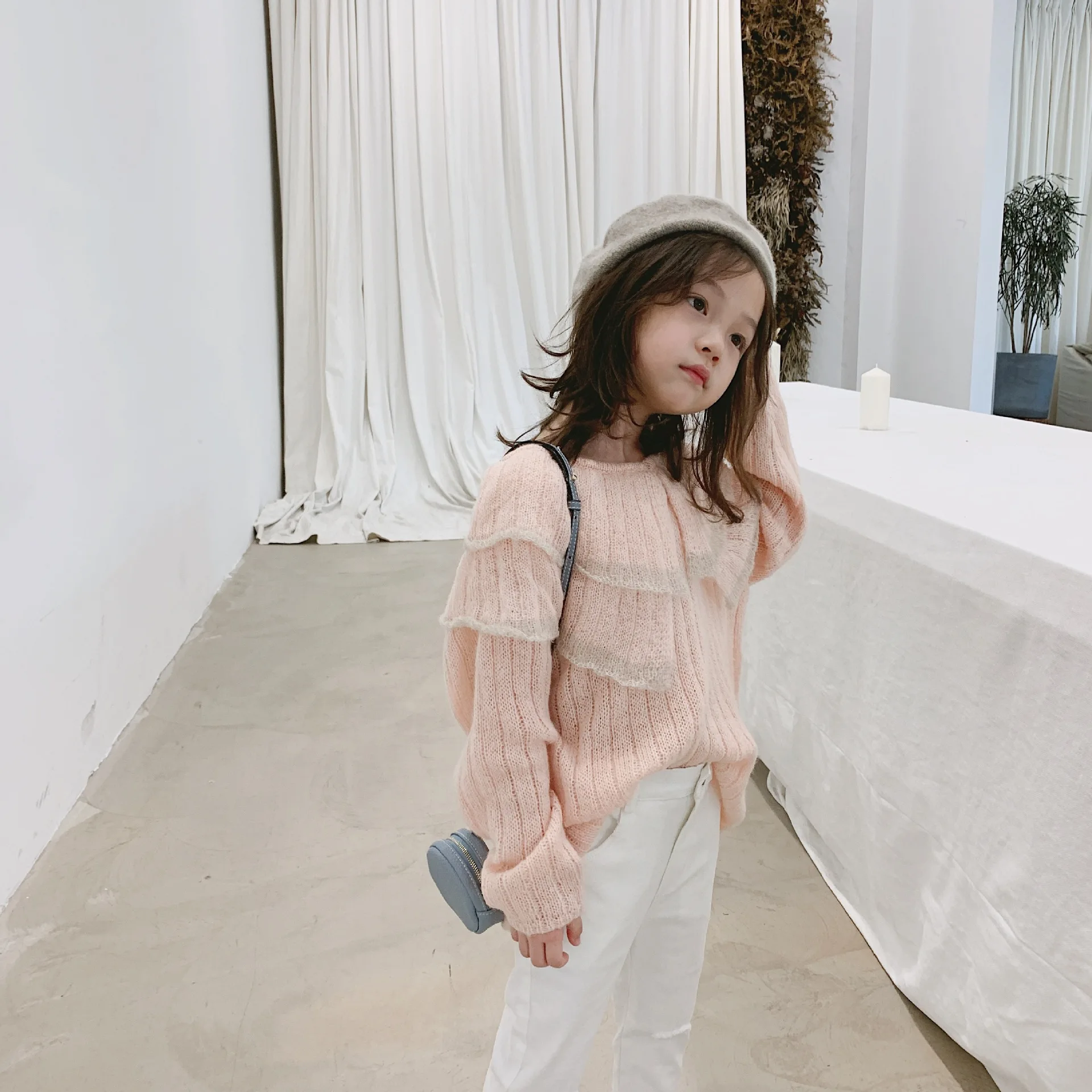 Детский свитер на осень и зиму новый корейский с воротником брюки одежда для