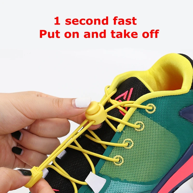 Quick Wear In 1 Second No Tie Shoe Laces Round Spring Plastic Lock Elastic Shoelaces Hiking Sports Shoe Accessories Lazy Lace
