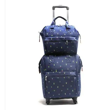 Women canvas travel Luggage Bag set cabin luggage suitcase trolley bag with wheels carry on luggage Bag Rolling backpack bags
