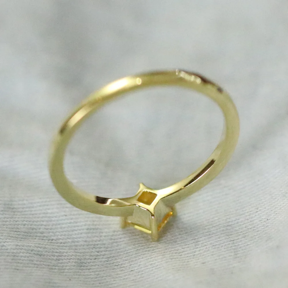 

925 Sterling Silver Luxury Wedding Rings for Women Forever Simple Style Four Claws Square Yellow Topaz Wedding Gift Fine Jewelry