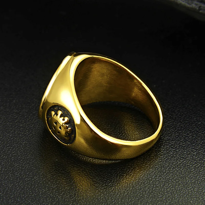 Valily Men's Ring Gold Color Illuminati pyramid eye symbol Cool skull fashion rings Stainless Steel finger band Women | Украшения и