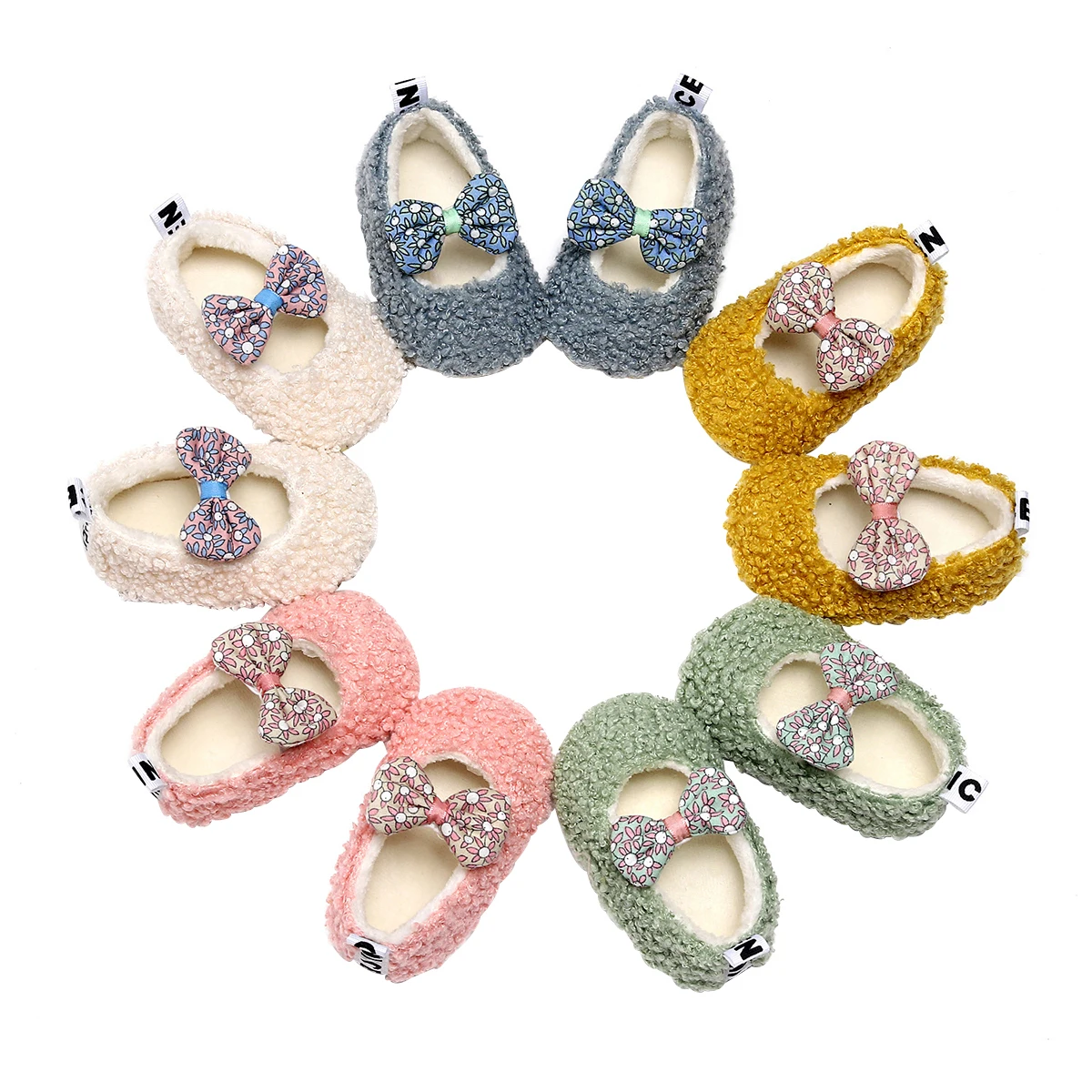 Милые туфли с бантом для новорожденных девочек теплая кашемировая обувь Мэри