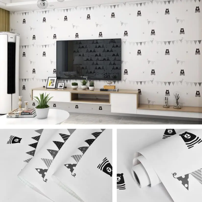 Мультяшные ПВХ Самоклеящиеся обои 3d милый медведь наклейки на стену для детской